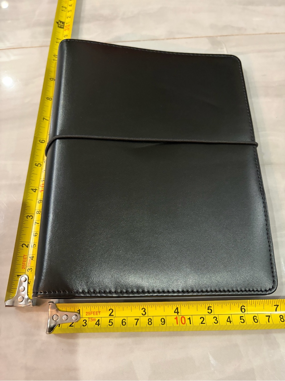 Classic Black Faux Leather A5 Planner with Elastic Closure